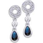   14kt White Gold Pear Shaped Sapphire and Diamond Dangle Earrings
