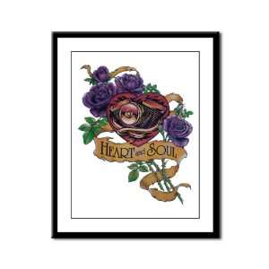  Framed Panel Print Heart and Soul Roses and Motorcycle 