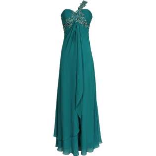   Beaded One Shoulder Chiffon Long Goddess Gown Prom Dress at 