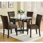   Espresso Wood Finish Table Base with Round Glass Table Top Dining Set