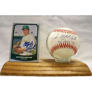 Jim Catfish Hunter Autographed / Signed Baseball w/ Autographed 