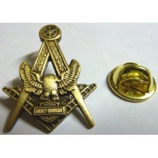 Harley Davidson Motorcycle Masonic Masonry Antique Gold Lapel Pin