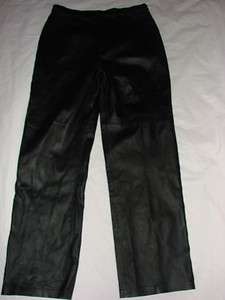   Style Flat Front Black Leather Lined Pants Ladies 14 31W x 31L  