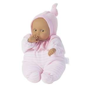   Dark Skinned Darling Baby Doll in Pink Striped Pajamas: Toys & Games