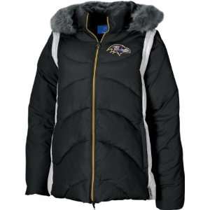 Baltimore Ravens  Black  Womens 4 In 1 Quilted Parka Jacket