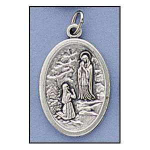   Our Lady of Lourdes, St. Bernadette, Italian Oxidized Silver. Jewelry