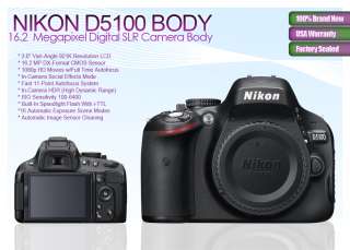 NEW Nikon D5100 SLR 4 Lens Kit:18 55 + 55 200 16GB KIT 610563300891 