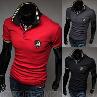 Stylish Mens T Shirt Slim POLO TOP Casual Short Sleeve Shirts US XS L 
