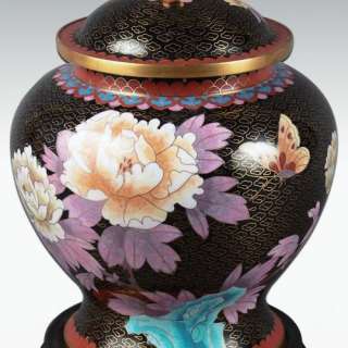 Hong Kong Black/Gold Cloisonne Vase Cremation Urn   Medium   Free 