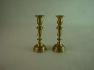 Antique Candle Holders Small and Miniature Candle Sticks Vintage Brass 