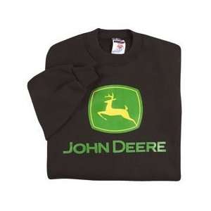  John Deere Black Crewneck Logo Sweatshirt: Sports 
