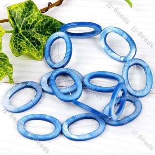 Blue Oval Hollow MOP Shell Loose Beads 20*30mm 1Str J10  
