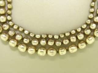   HASKELL   MULTI 3 STRAND FAUX BAROQUE PEARL GRADUATED NECKLACE  
