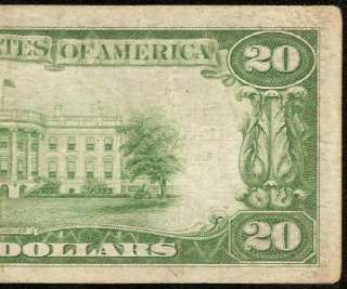 1929 $20 DOLLAR BILL PHILADELPHIA NATIONAL BANK NOTE OLD PAPER MONEY S 