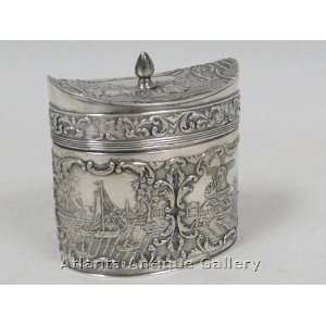 Stunning German 800 Silver Tea Caddy with Hinged Lid  