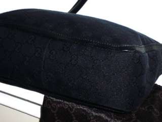 GUCCI Authentic Black Monogram Logo GG Handbag Shoulder Bag Tote Purse 