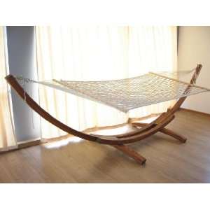  Cypress Solid Wooden Arc Hammock Stand with Cotton Double 