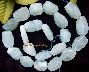 faceted 12x15mm natural blue aquamarine flat Beads 15  