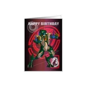  8th Happy Birthday with Robot warrior Card: Toys & Games