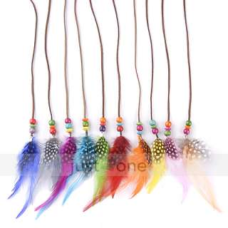 Women Dance Party Feather Pendant Hair Decor Strap Headband Necklace 