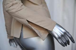   Womens Khaki Fitted Adjustable Hook+Eye Blazer Jacket Coat S/38  