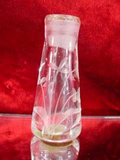   1925 RENAUD PARIS Orchid PERFUME BOTTLE Etched Crystal GLASS FLOWERS