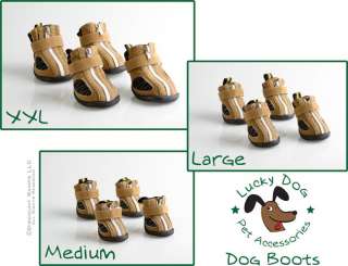   TAN DELUXE QUALITY LUCKY DOG SHOES BOOTS RUBBER SOLES (PET SHOE XXL 6