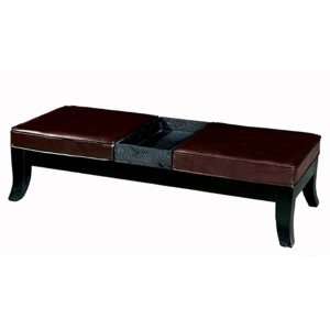  Baxton Studio Full Leather Bench Ottoman with Storage Tray 