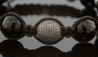 Mens Black Diamond Buddhist Bead Bracelet 12mm 0.10ctw  