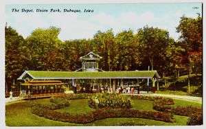Rare 1910 DUBUQUE Iowa Ia Postcard DEPOT Union Park  