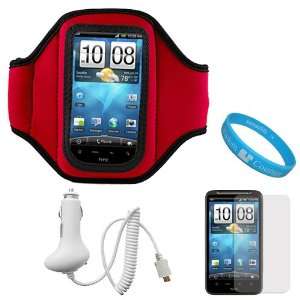 Red Premium Workout Armband with Adjustable Velcro Strap for AT&T HTC 