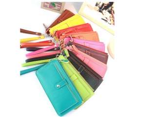 10 Color New Womens Leather Bag Long Clutch Zipper around Wallet Case 