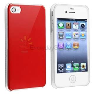 Red Ultra Thin Case Cover+Privacy Filter Accessory Bundle For iPhone 4 