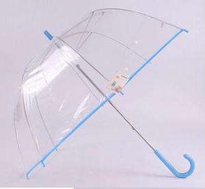 Transparent Dome Birdcage sun rain Umbrella Blue Trim  