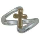 Sterling Silver and Gold Over Sterling Cross Ring