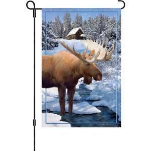  12in Garden Flag   Winter Moose: Patio, Lawn & Garden