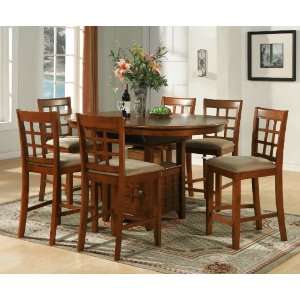   Piece Pub Table Set With 18 Butterfly Leaf   Brown: Home & Kitchen