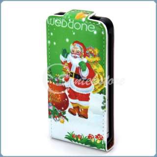 Christmas Santa Claus Leather Skin Case Cover for iPhone 4 4G 4S Xmas 