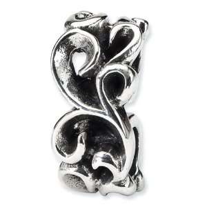  925 Sterling Silver Scroll Swirl Charm Connector Bead 