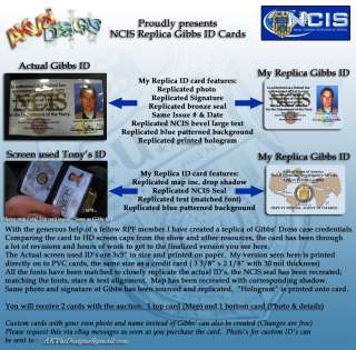 NCIS Replica Gibbs ID Cards / Any Character OR Yourself  