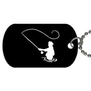 com Fly Fishing fisherman Dog Tag with 30 chain necklace Great Gift 