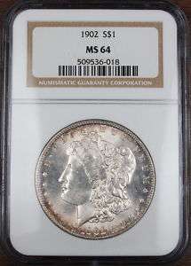 1902 Morgan Silver Dollar, NGC MS 64 LT  