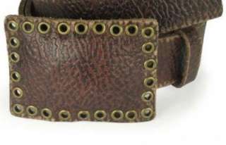   WOMENS BELTS Brown Textured Leather Snap on Belt & Buckle M  