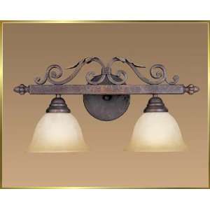 Wrought Iron Wall Sconce, JB 7376, 2 lights, Crackled Bronze, 20 wide 