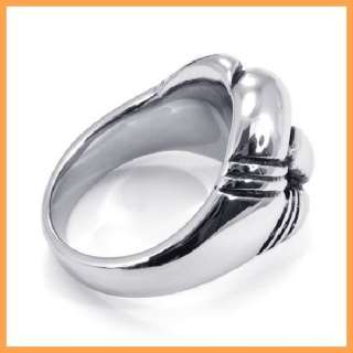 Stainless Steel Silver Tone Hand Power Ring Free Ship  
