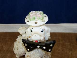 ESD Porcelain poodle hand painted w rhinestone bow  