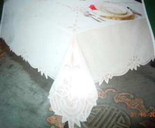   Lace White Cutwork Tablecloth Set 68 x 86 + 8 Napkins New  