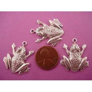  3 silver ox frog stamping charms 25mm Arts, Crafts 