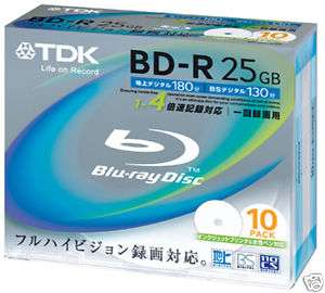 10 tdk bluray bd r blu ray disc 25GB printable 4X dvd  