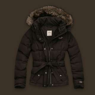 NEW Hollister Womens Harbor Cove Fur Hood Jacket XS Dark Brown   by 